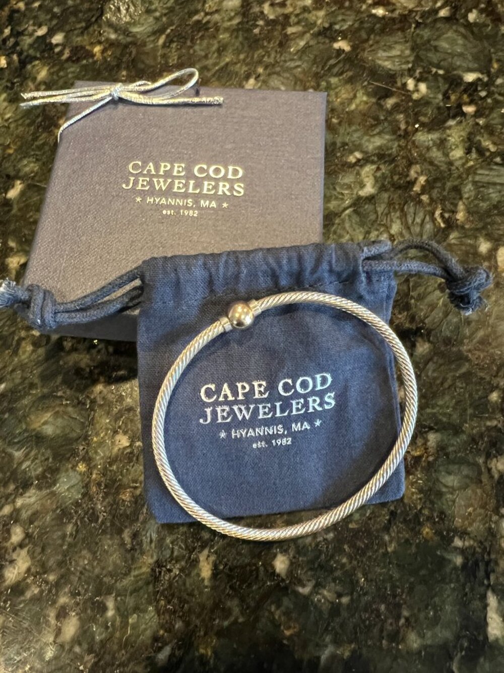Cape Cod Jewelers Fine Twist Single Ball Bracelet Rose Gold and Sterling Silver - Picture 2 of 4